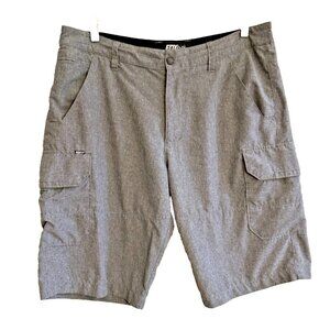 Fox Racing Cargo Shorts Size 34 Gray Casual Flat Front Style 16219 Polyester